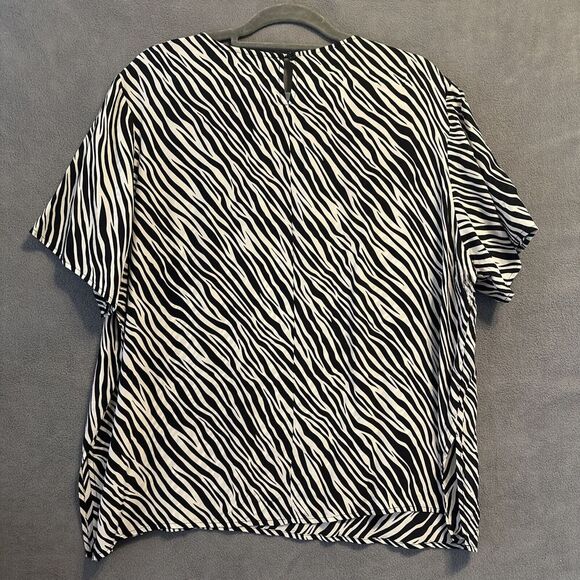 VTG Diane Gilman 100% Silk Blouse Size 2X Animal Print Zebra Top Arsty Career - Picture 2 of 10